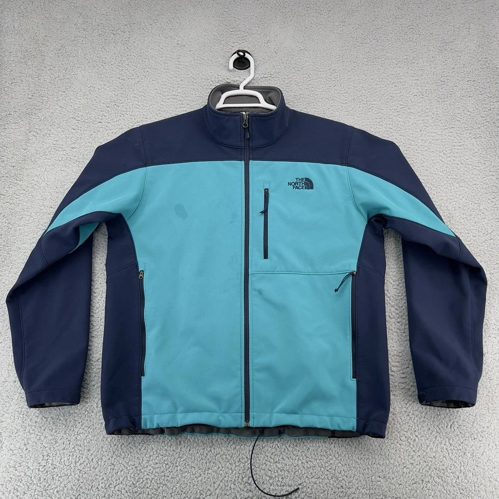 The North Face Apex Bionic Soft Shell Jacket Men's Large Blue Teal Full Zip Outd